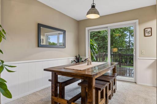 The dining room steps right out to the deck