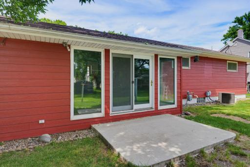 A concrete patio can be accessed off of the family room.