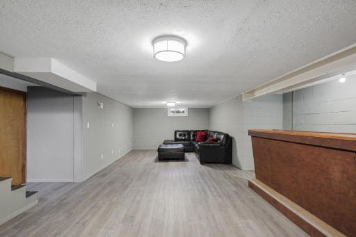 Large lower level family room and bar area.