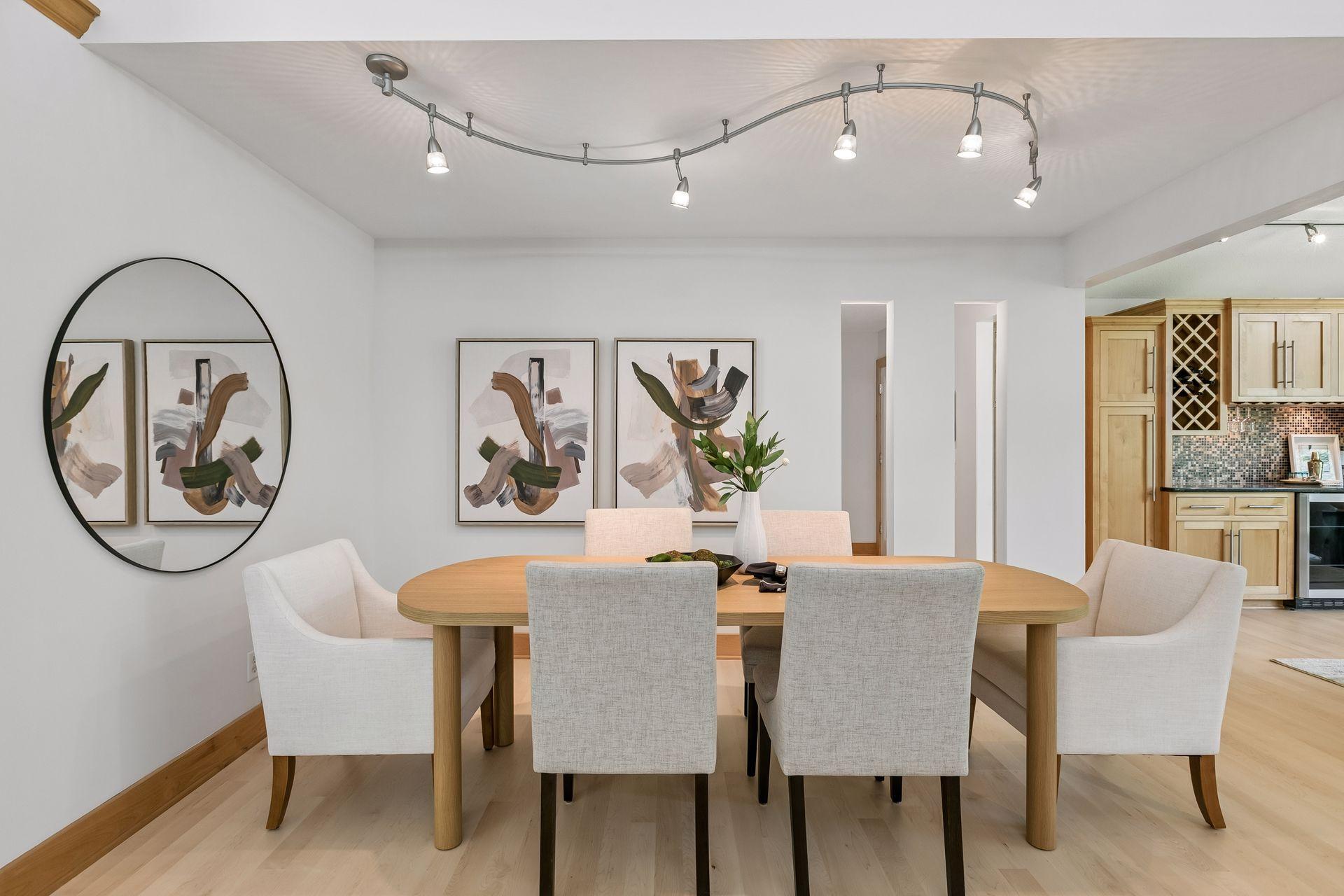 Seamless flow from the great room to the informal dining area.