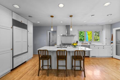 The beautifully updated kitchen is a chefâs dream.