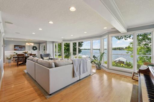 Bright, open spaces are filled with natural light and panoramic lake views.
