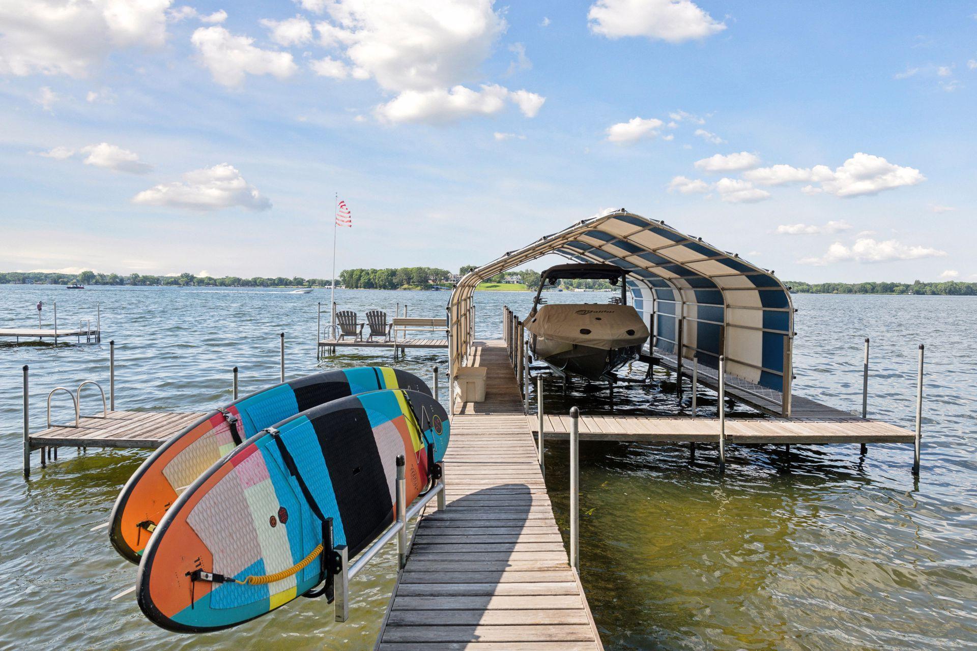 Room for all your lake accessories on the dock or on the lake shore