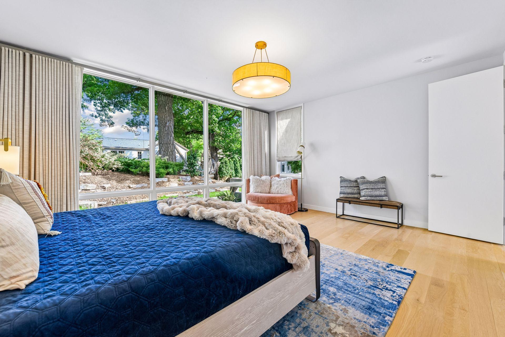 Floor to ceiling windows in the primary suite