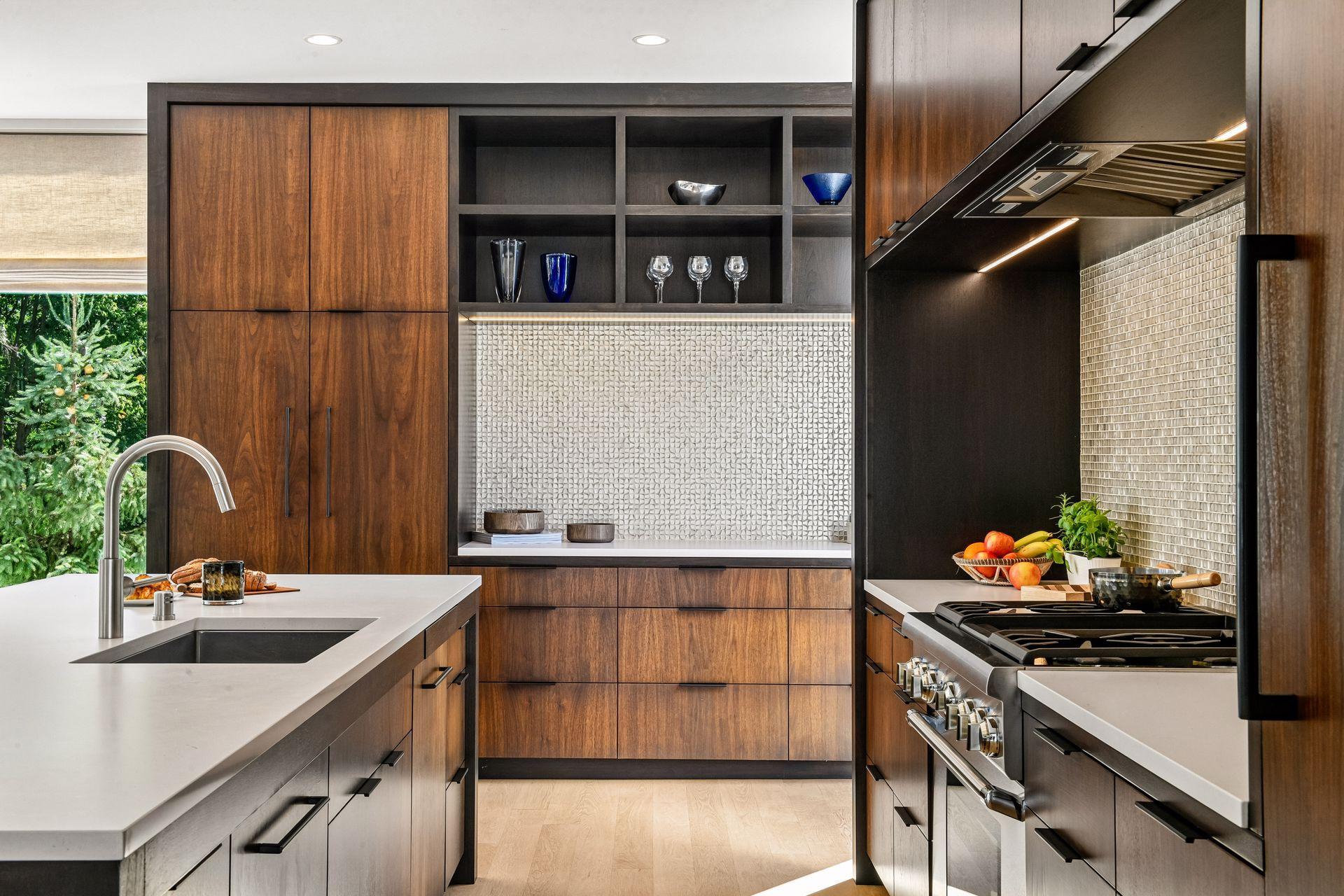 Thermadore appliances - refrigerator and dishwasher with walnut panels