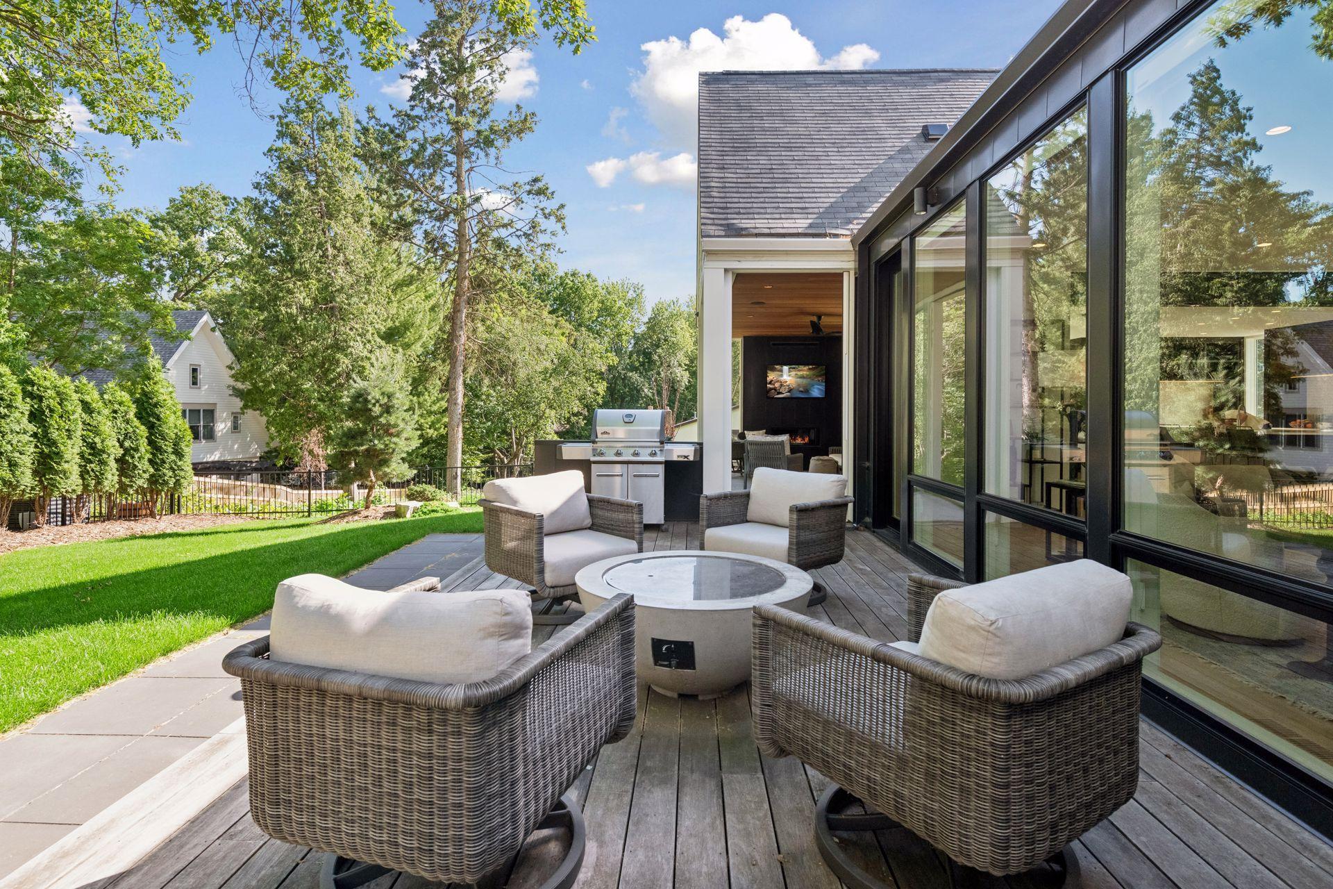 Enjoy the low maintenance backyard from the porch or the deck
