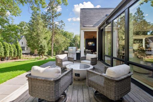 Enjoy the low maintenance backyard from the porch or the deck