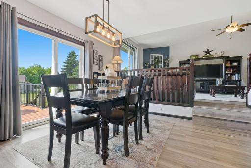Main level dining area flows nicely from the kitchen to the living room.