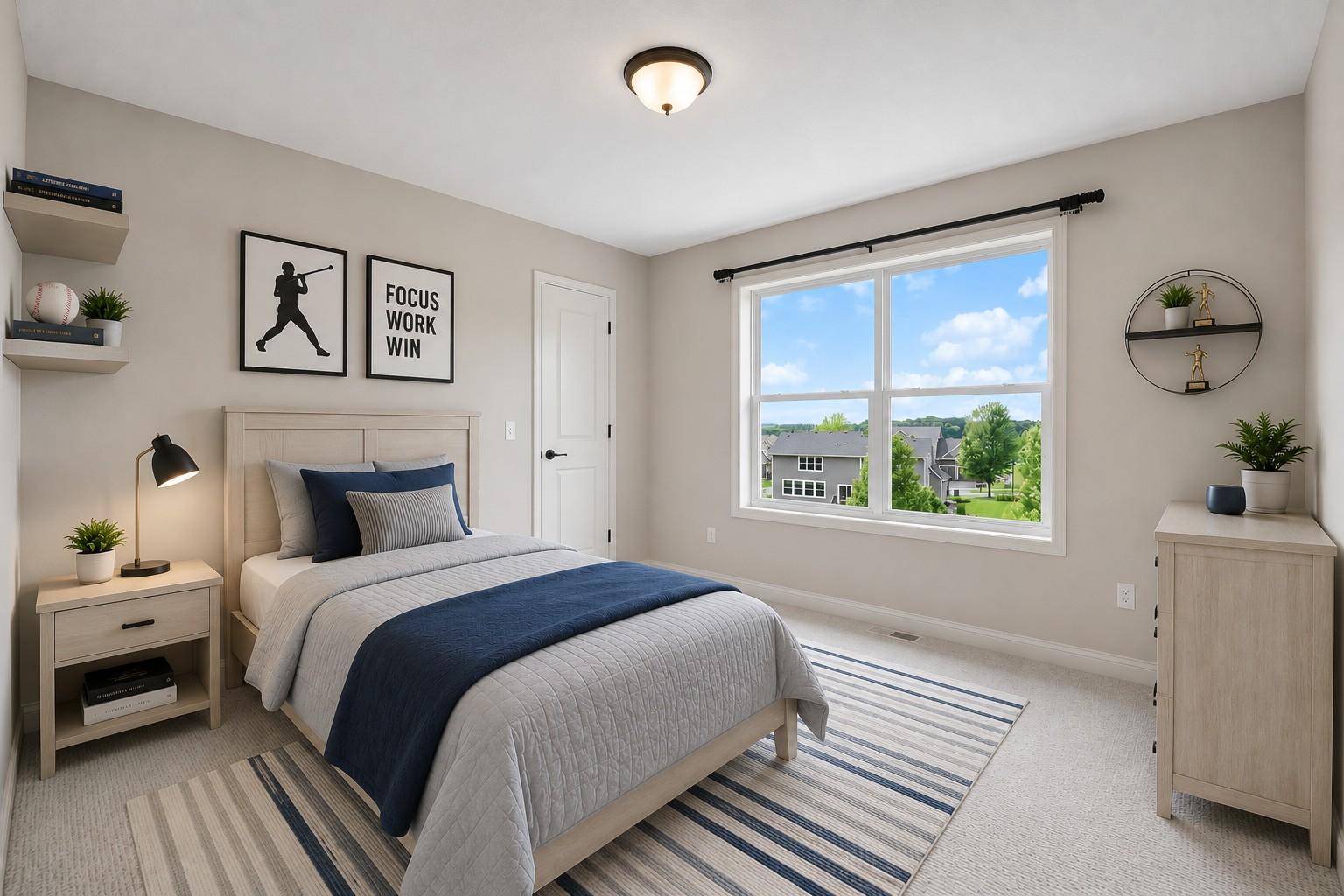 Three additional bedrooms, full bathroom, and laundry complete the upper level. Property has been virtually staged.