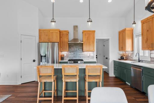 Large pantry, abundant cabinet and counter space.