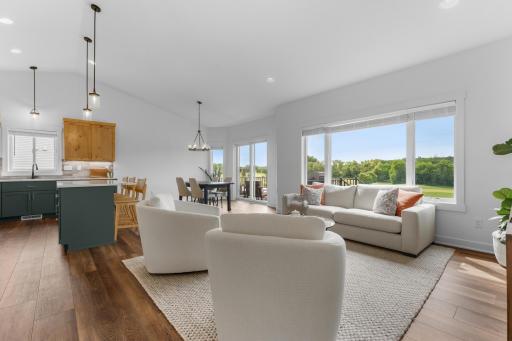 Bright, south facing kitchen and living room.