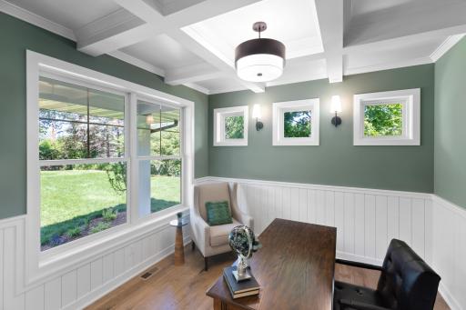 Office area overlooks the lush front lawn!