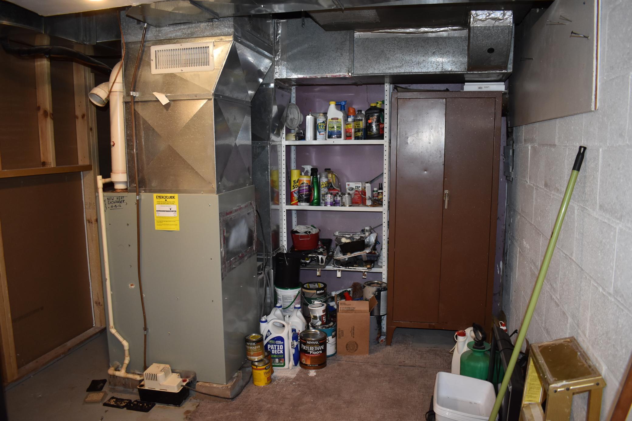basement storage, furnace