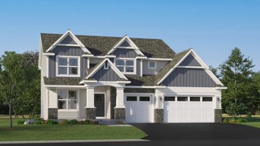 (Exterior rendering, actual home's finishes will vary.)