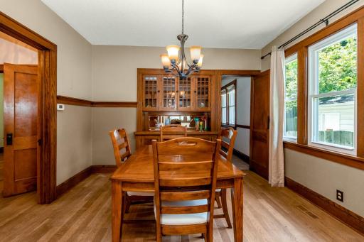 Dining Room with Natural Woodwork and Breakfast Bar Built-in