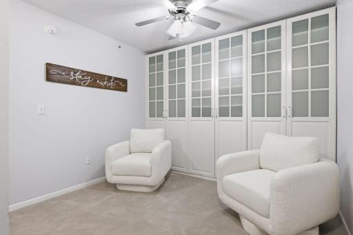 Flexible Upper-Level Space Enhanced by Custom Built-In Cabinetry