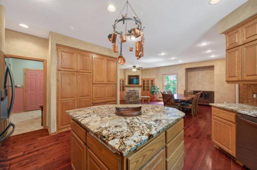 This kitchen offers exceptional workspace and storage.