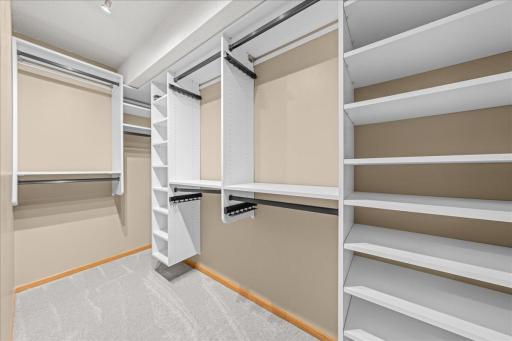 Detailed view of primary bedroom walk-in closet
