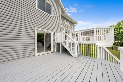 Lower tier deck - View from outside of LL Family Room connecting both decks via staircase.