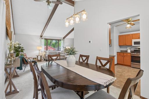 Charming and inviting, this lovely dining area provides the perfect setting for everything from casual meals to special gatherings.