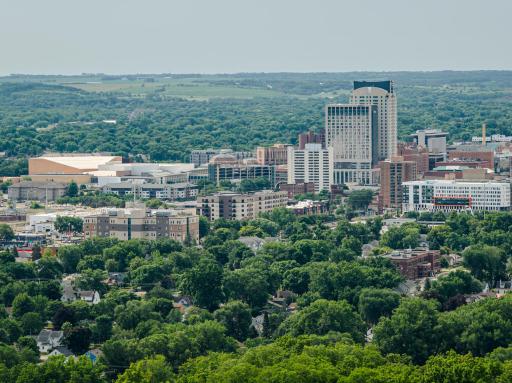 Rochester skyline - drone view Bldg 12