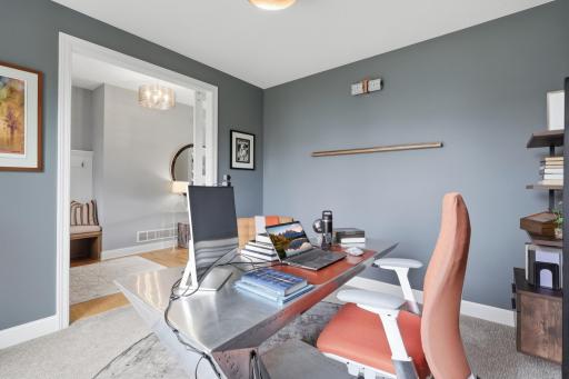 Office with sliding barn doors