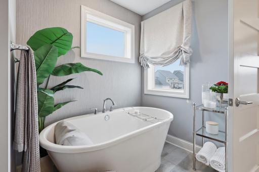 Large soaking tub! That's a huge bath pillow in the tub.