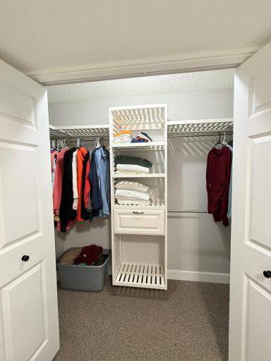 Third bedroom closet with built-ins in the lighted closet.