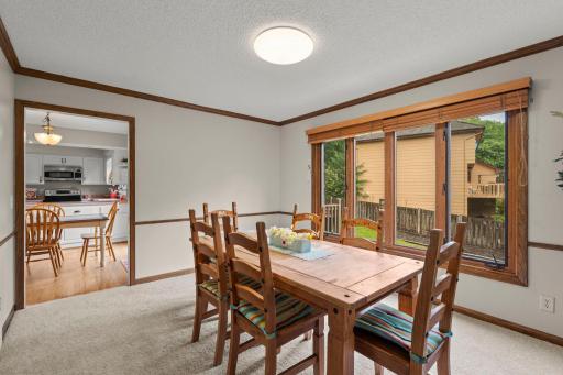 Formal dining option located off kitchen and living room space.
