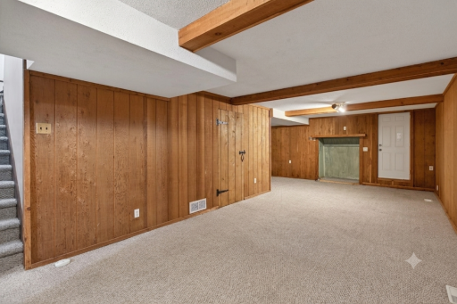 Family room lower level with exit to garage