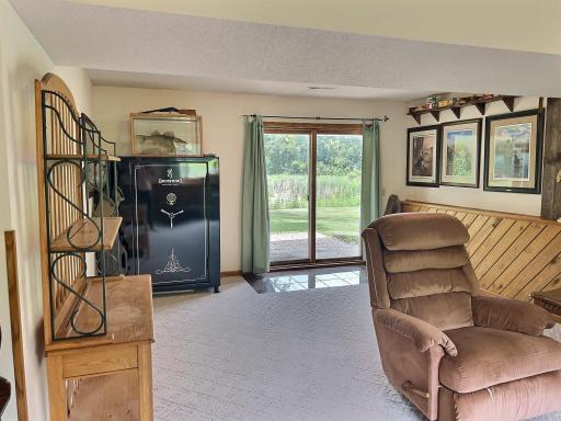 The family room provides access to the outside patio and backyard.