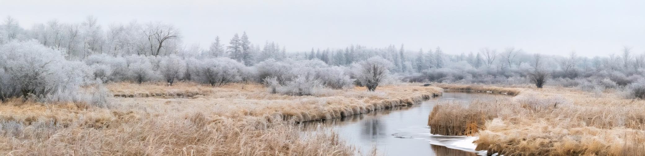 Fall frost on the river bottom.