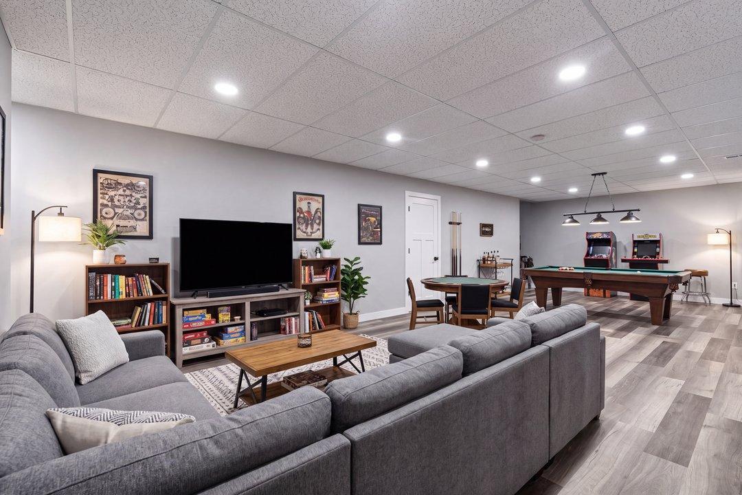 Virtually Staged Basement Family Room