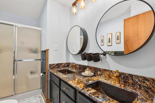 Primary ensuite bathroom, granite countertops