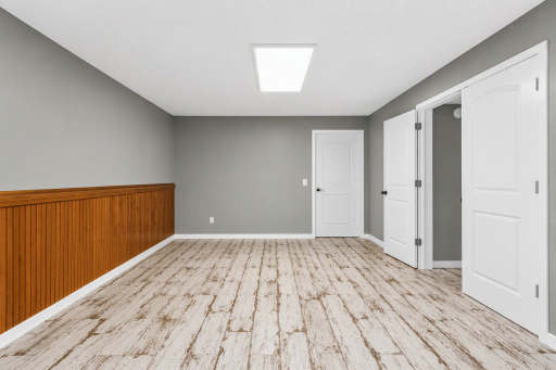 Family room - Basement, virtually enhanced