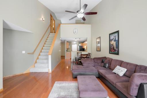 Stairwary access to loft, bedroom, den and 3/4 bath.