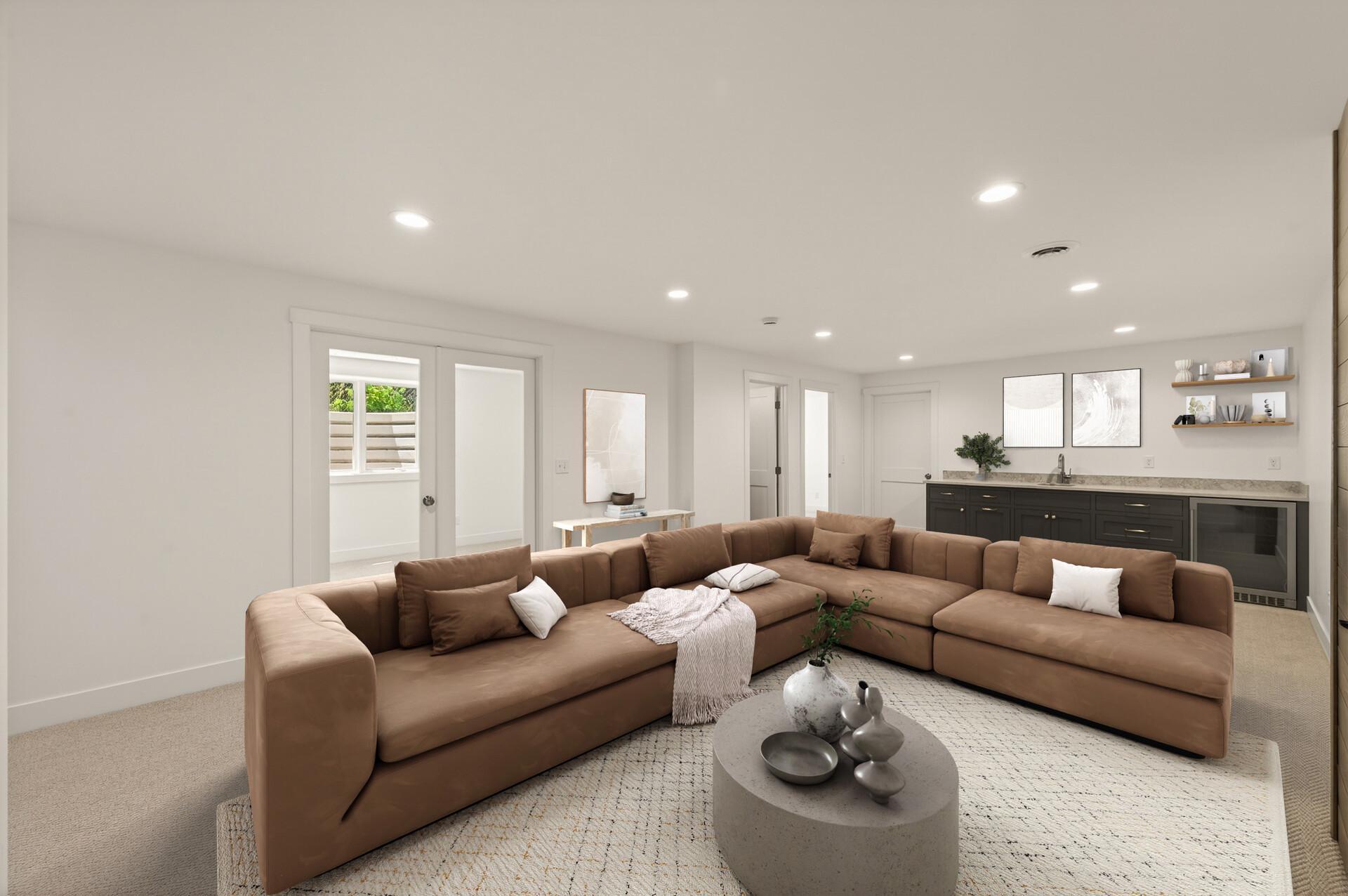 Virtually staged family room