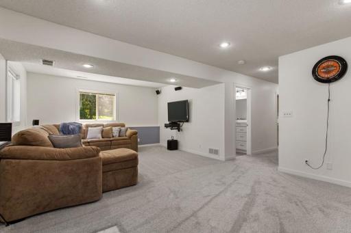 LL Family Room, Bath, Hallway views. Family room also offers a roughed in spot for future wet bar.