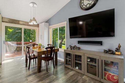 Walk right out onto the deck and into the sun right off the dining room