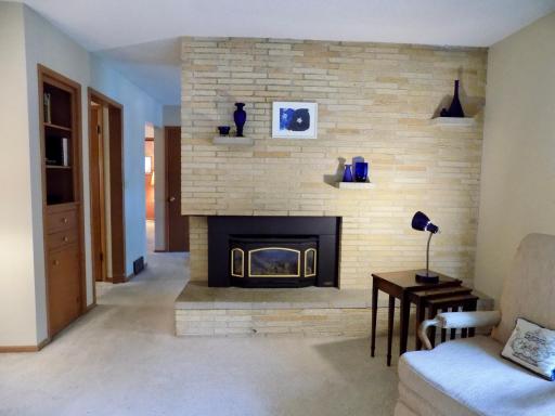 Brick gas fireplace, built-in
