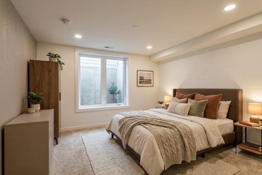 Add equity after closing by putting in an egress window in lower level and making a 4th bedroom (Virtual staged photo)