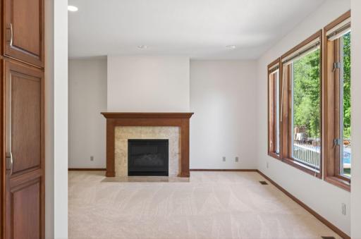 living room facing the lake