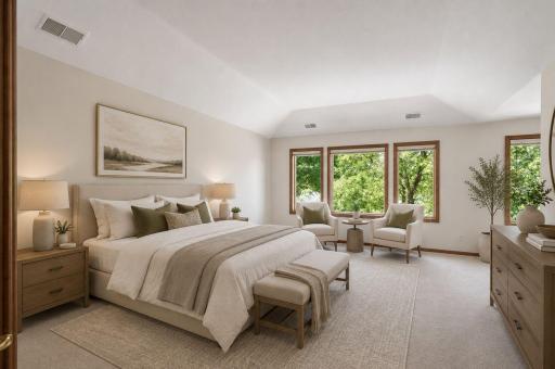 primary suite facing the lake virtually staged