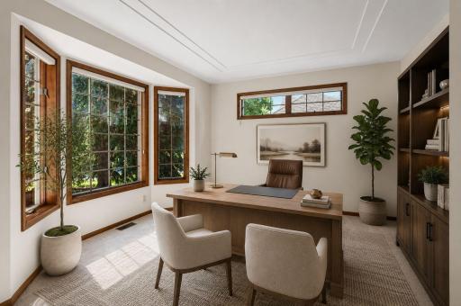 virtually staged living room or office