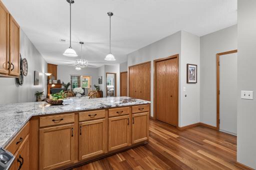 The spacious breakfast bar is perfect for a quick bite on the go or hosting guests