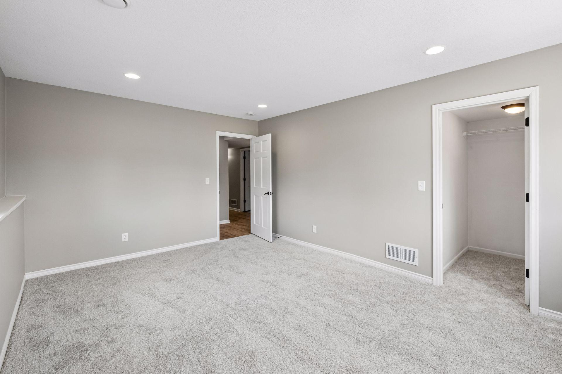 Lower Level 4th Bedroom with New Carpet and Walk-in Closet