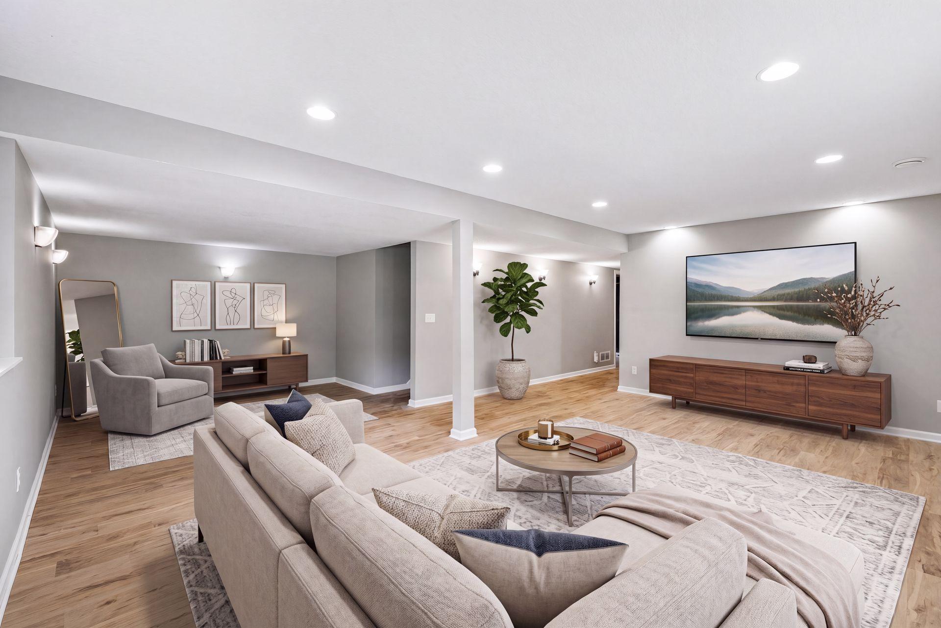 Lower Level Family Room Staged