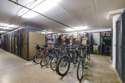 Generous storage space with convenient bike racks for active urban lifestyles.