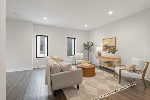 Elegant Living Room - Modern Black Windows!
