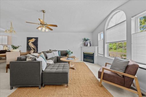 Gas fireplace in living room.